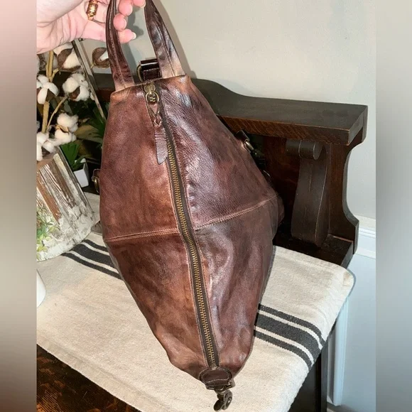 Bed Stu Leather 3 In 1 Delta Backpack Shoulder Bag HandBag Teak Rustic MSRP 345 - Picture 12 of 15